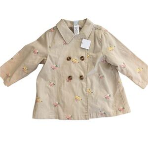 Little Me Beige Floral Pea Coat